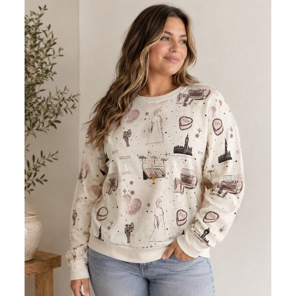 Elisabeth and Faith Tops - Elisabeth and Faith But Daddy I Love Him Graphic Sweatshirt Cream XS Cotton